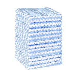 12 Pack Absorbent Reusable and Washable Clean Cloth 10" x 10" Blue